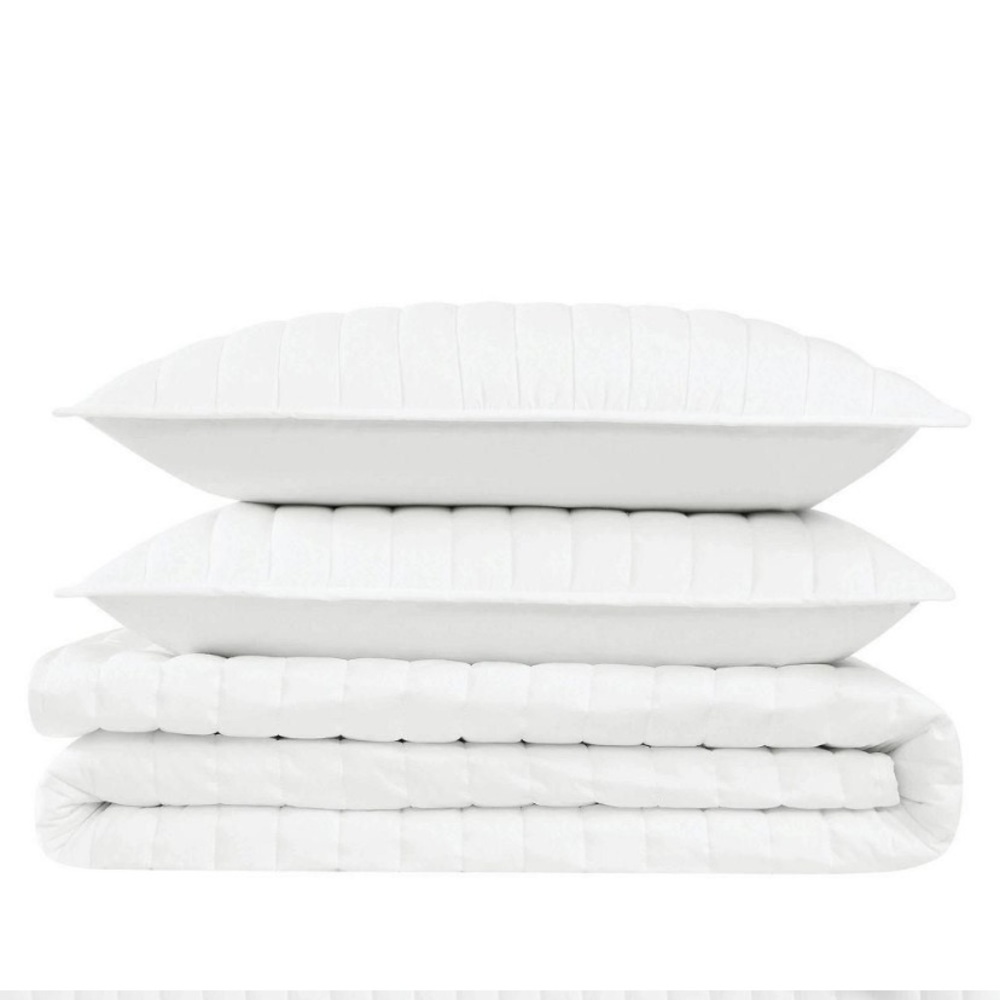 NWT Brooklyn Loom White Percale Quilt set Quilted Bedding Set full/queen